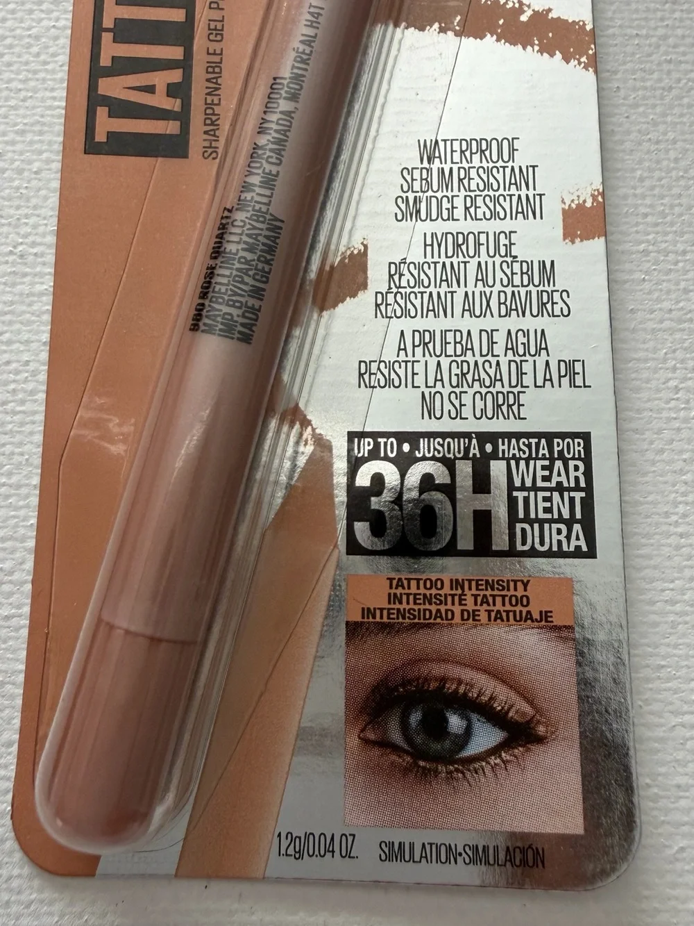 NIB Maybelline Tattoo Studio Gel Pencil Eyeliner 980 Rose Quartz Waterproof